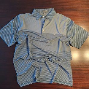 Peter Millar Summer Comfort Polo - size L - Green and white stripe - Streamsong